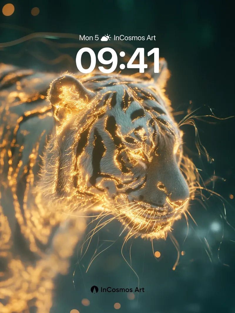 Golden Ember Tiger Wallpaper with Living Light