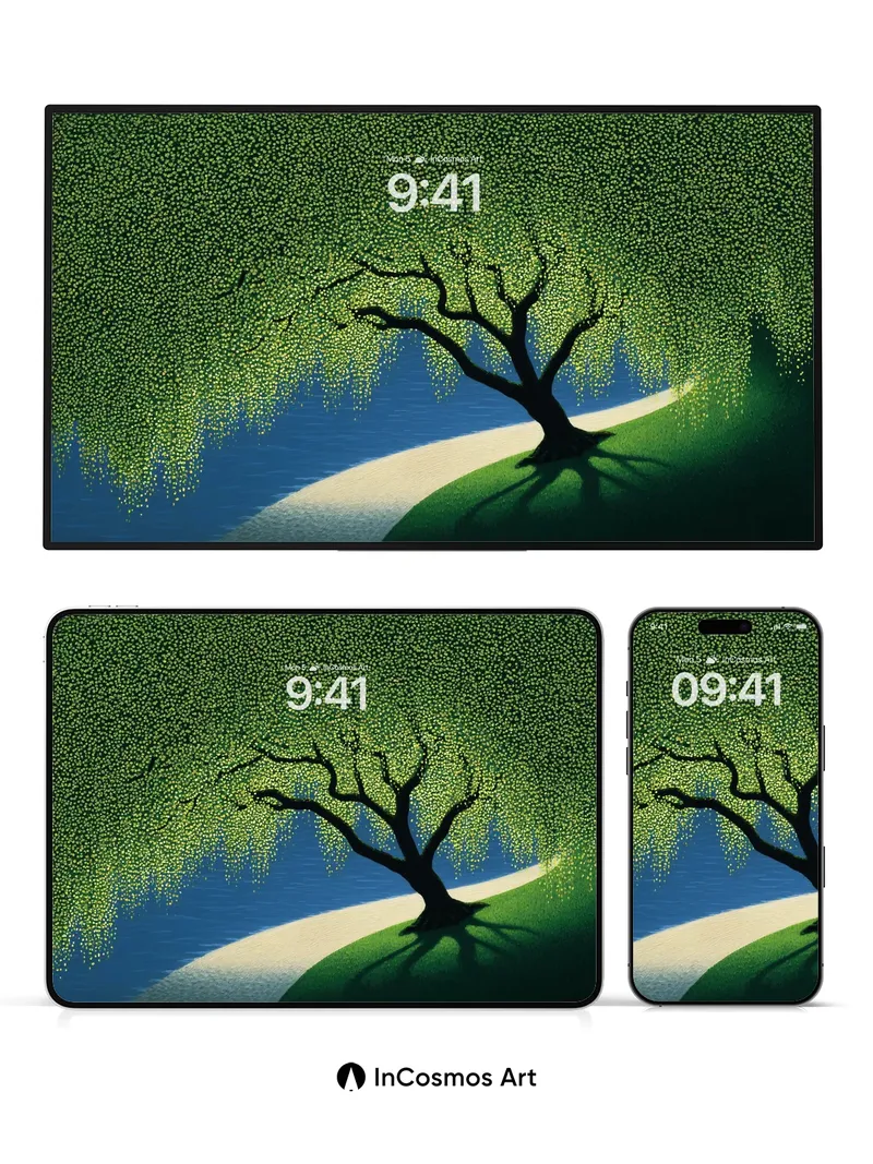 Whispering Canopy Wallpaper with Shadowed Path