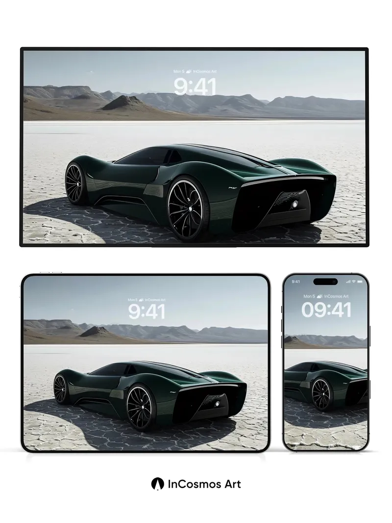 Futurist Mirage Wallpaper with Cracked Earth