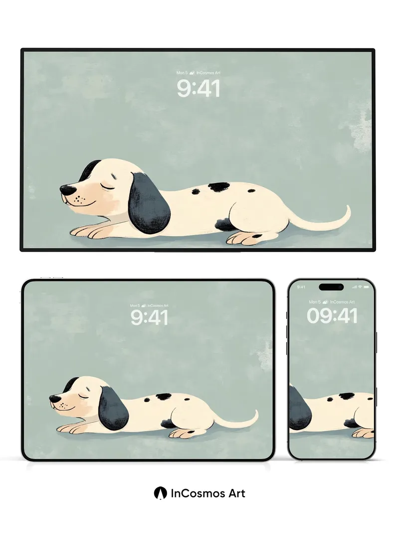 Serenity Dalmatian Wallpaper with Soft Hues