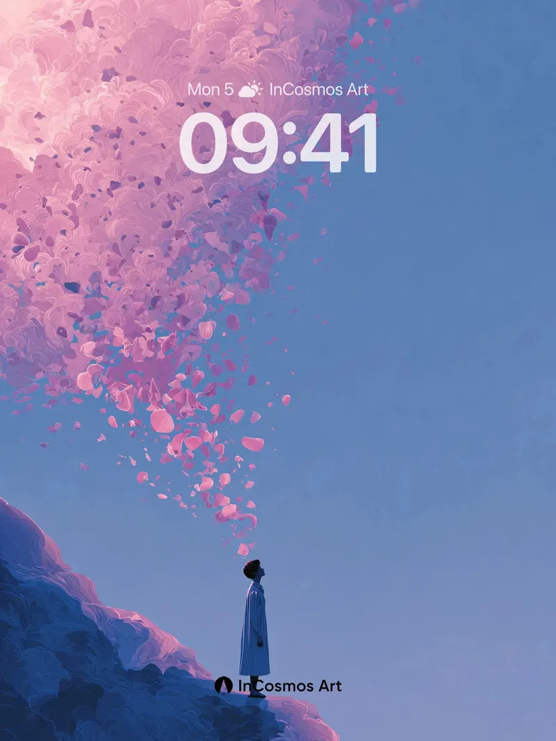 Serenity Bloom Wallpaper with Floating Petals wallpaper for iPhone, iPad & Mac