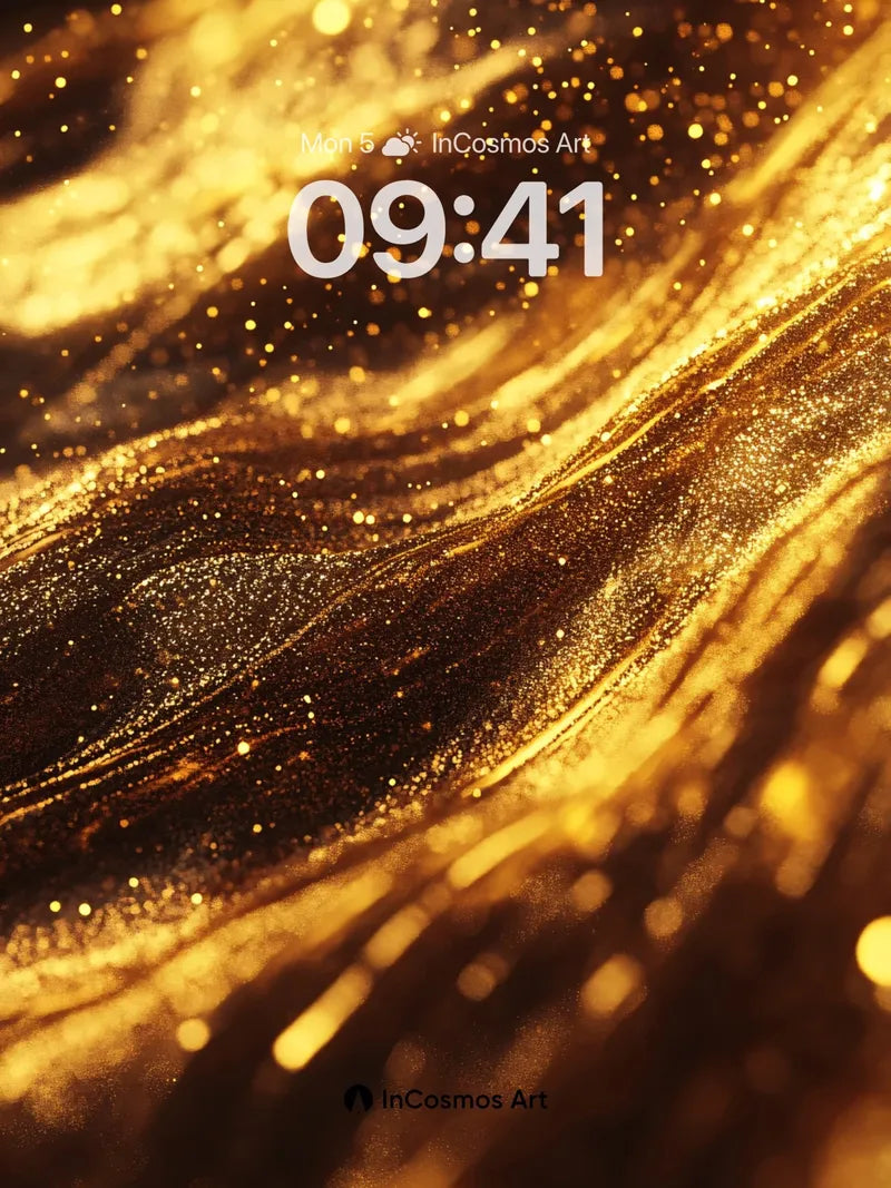 Golden Mirage Wallpaper with Floating Particles