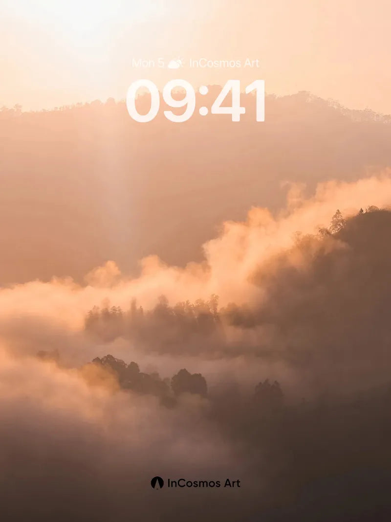 Golden Hush Wallpaper with Mountain Veils