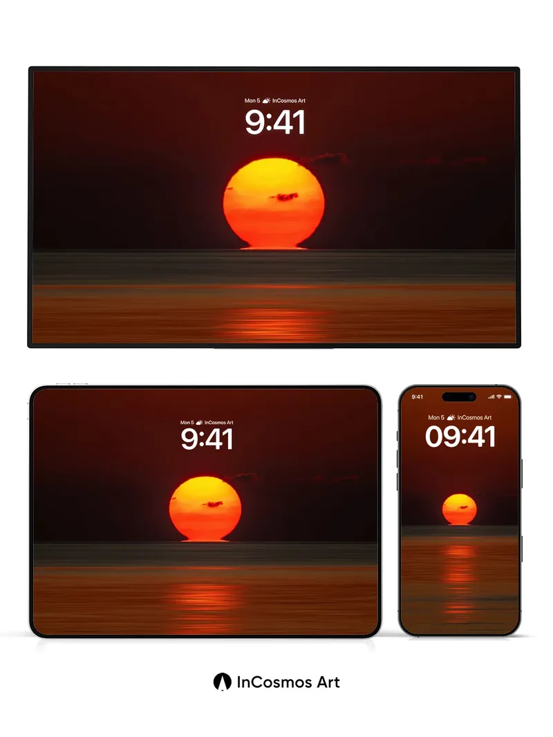 Serenity Sunset Wallpaper with Golden Horizon