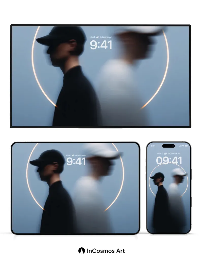 Echoing Halo Wallpaper with Dual Silhouettes