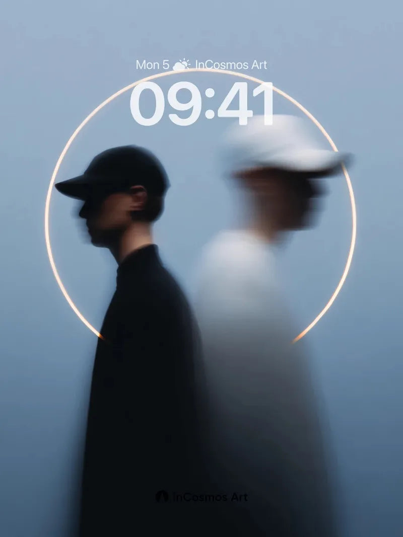 Echoing Halo Wallpaper with Dual Silhouettes