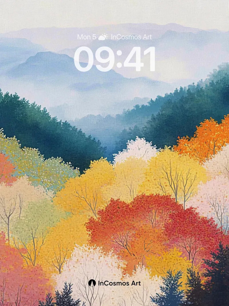 Autumn Hush Wallpaper with Misty Peaks