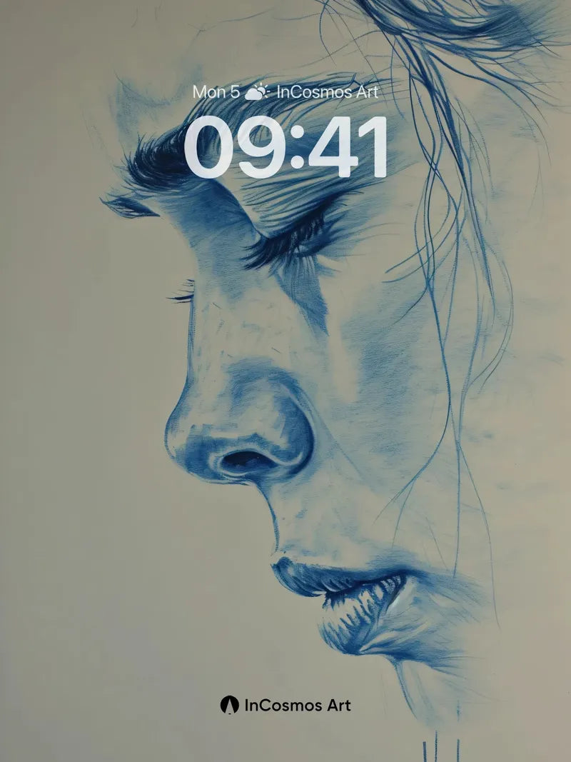 Serenity in Blue Wallpaper with Whispering Lines wallpaper for iPhone, iPad & Mac