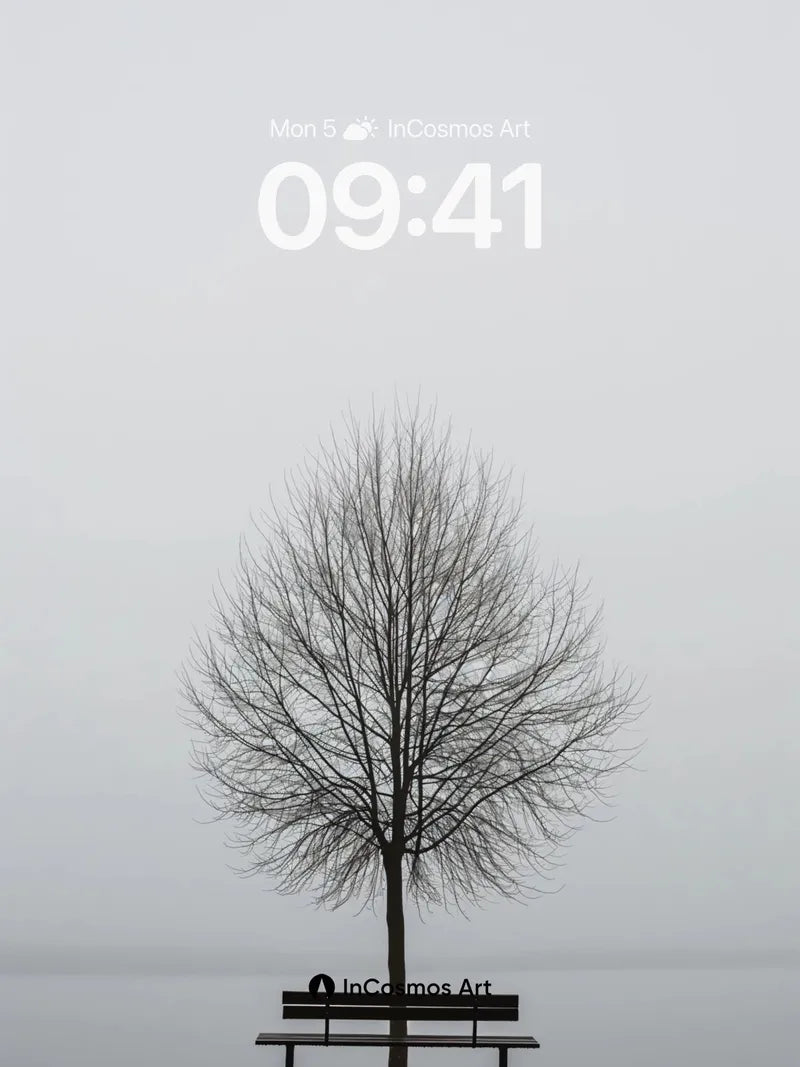 Stillness Tree Wallpaper with Solitary Bench