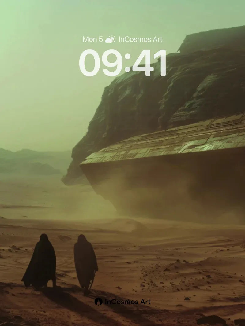 Desert Whispers Wallpaper with Floating Ruin