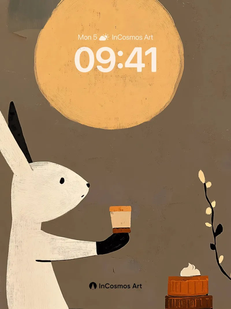 Serenity Moonlight Wallpaper with Rabbit Stillness