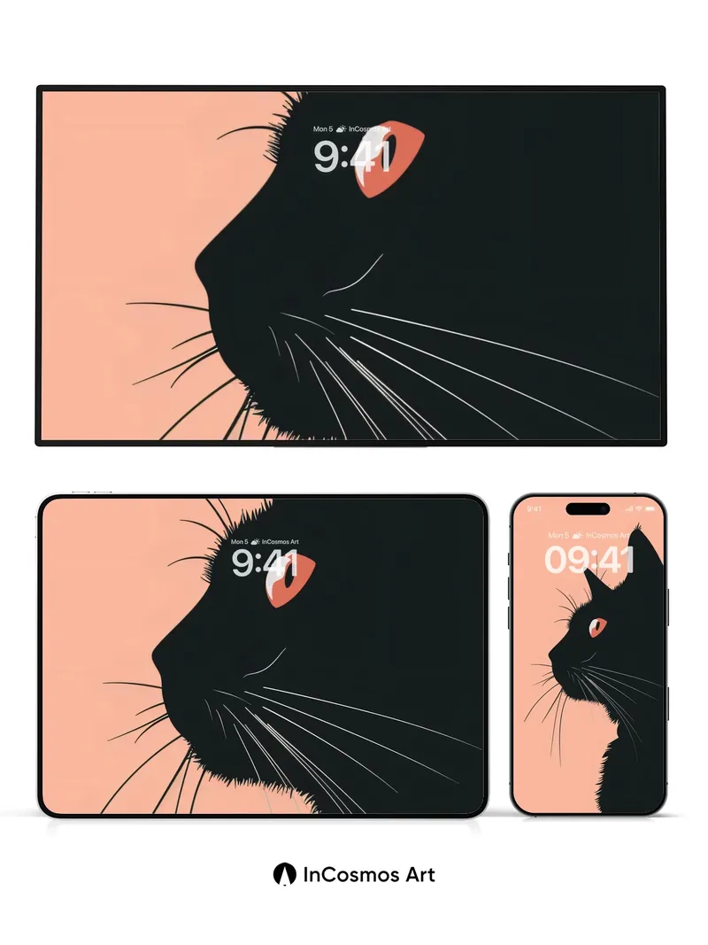 Silent Shadow Wallpaper with Orange Gaze