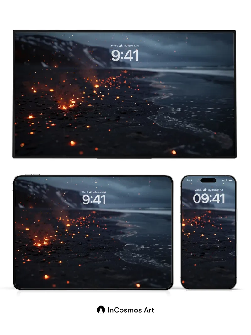 Embershore Wallpaper with Celestial Drift