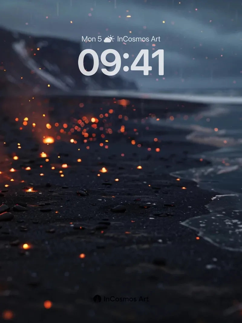 Embershore Wallpaper with Celestial Drift