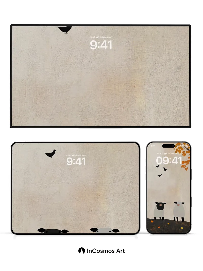 Whispering Autumn Wallpaper with Woolly Friends