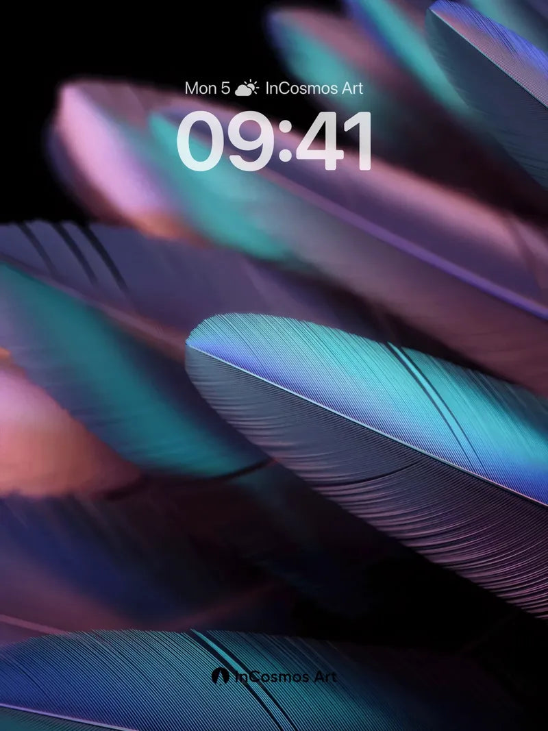 Iridescent Feather Wallpaper with Ethereal Light