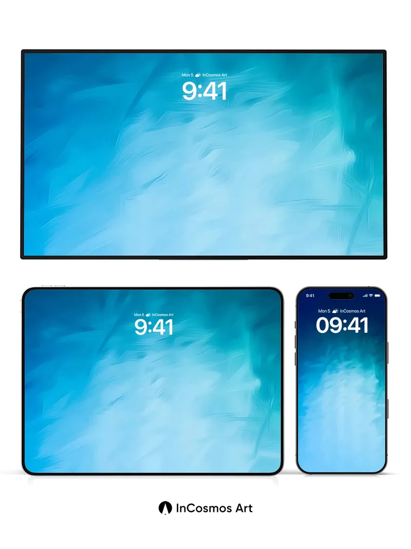 Aqua Veil Wallpaper with Feathered Light