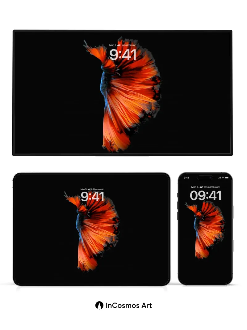 Fiery Feather Wallpaper with Living Light