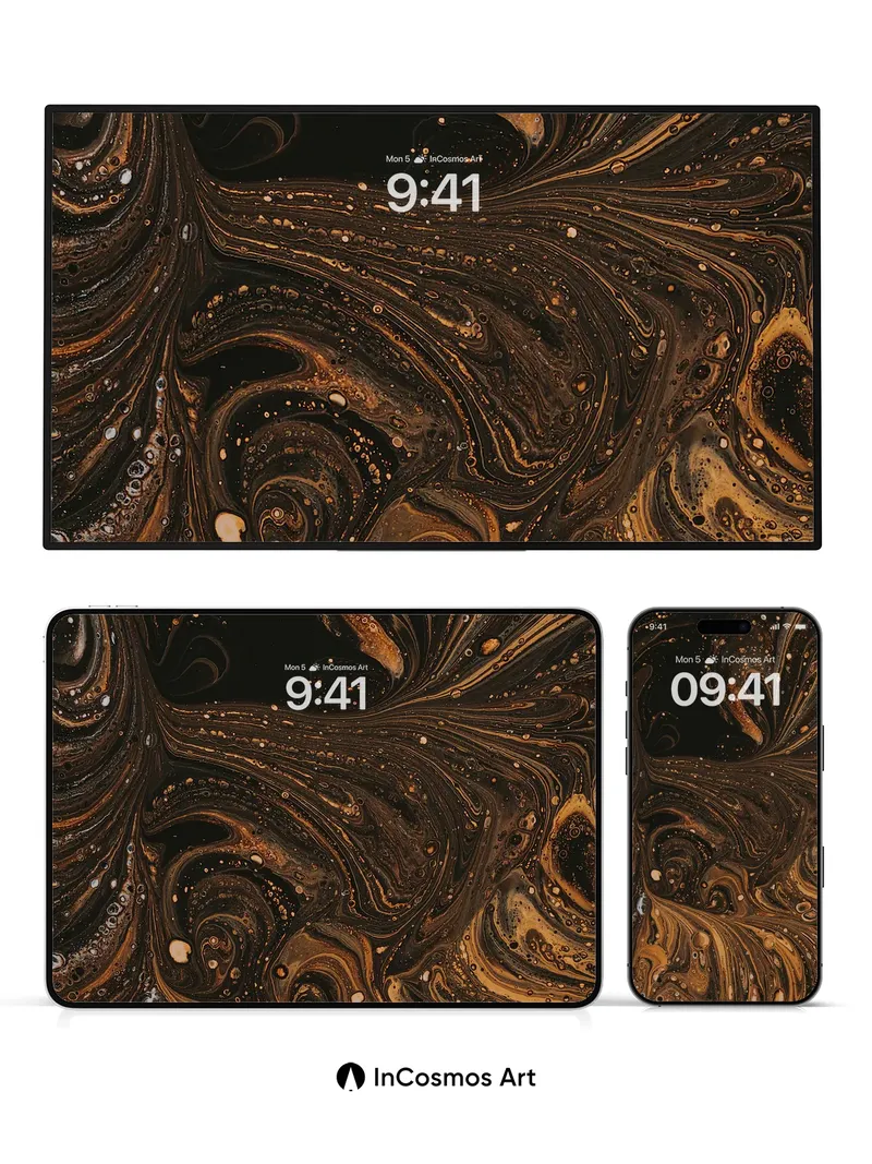 Obsidian Mirage Wallpaper with Golden Veins