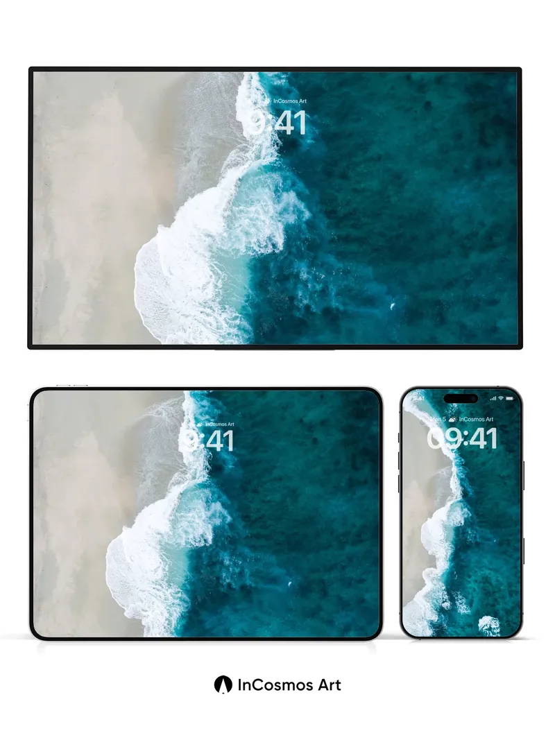 Turquoise Edge Wallpaper with Whispering Waves