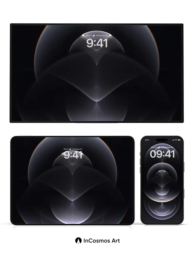 Silent Prism Wallpaper with Floating Light Spheres