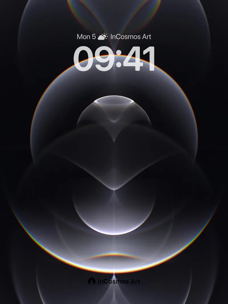 Silent Prism Wallpaper with Floating Light Spheres