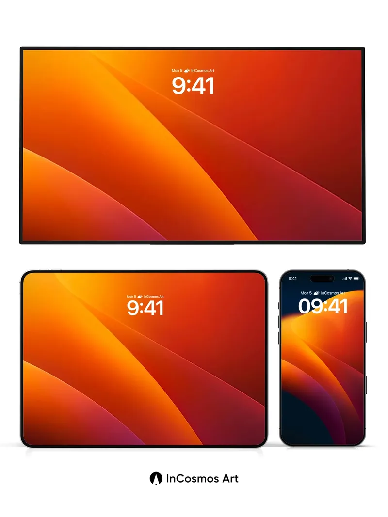 Crimson Horizon Wallpaper with Liquid Light