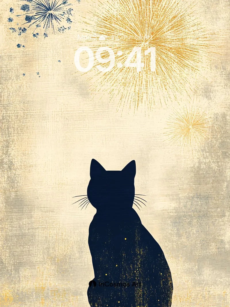Midnight Whisker Wallpaper with Starburst Sky wallpaper for iPhone, iPad & Mac