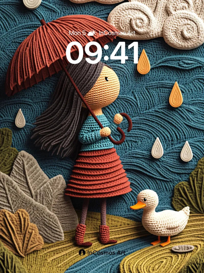 Knitted Rainfall Wallpaper with Duck Companion wallpaper for iPhone, iPad & Mac