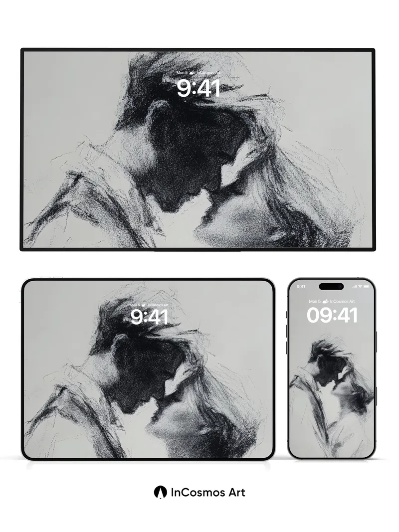 Whispering Charcoal Wallpaper with Embraced Shadows