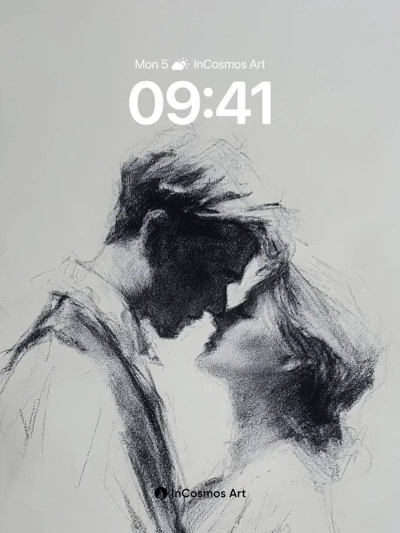 Whispering Charcoal Wallpaper with Embraced Shadows