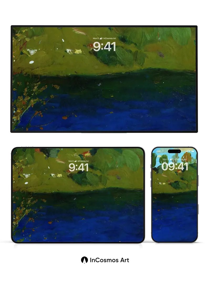 Cobalt Reverie Wallpaper with Whispering Trees