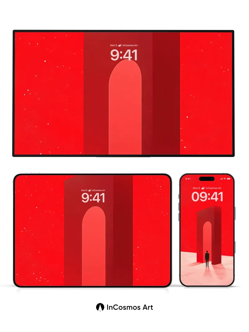 Solemn Archway Wallpaper with Cosmic Red Hues