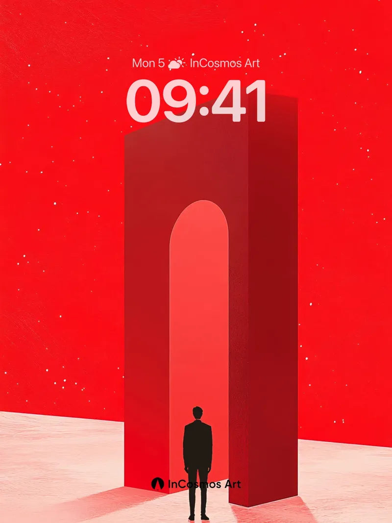 Solemn Archway Wallpaper with Cosmic Red Hues