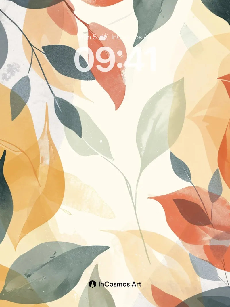 Autumn Hush Wallpaper with Floating Leaves