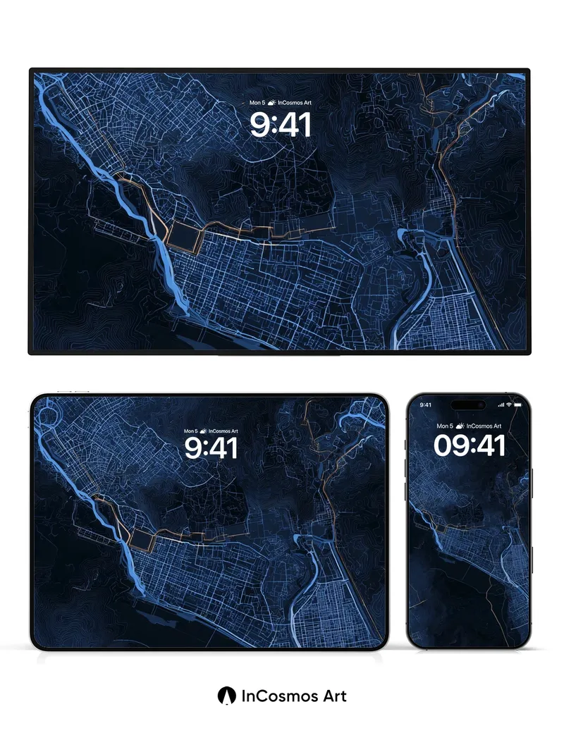 Neon Veil Wallpaper with Topographic Lines