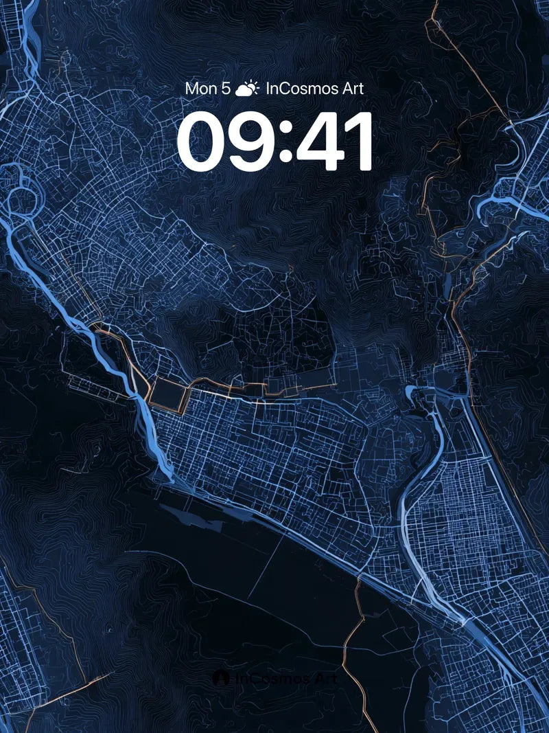 Neon Veil Wallpaper with Topographic Lines