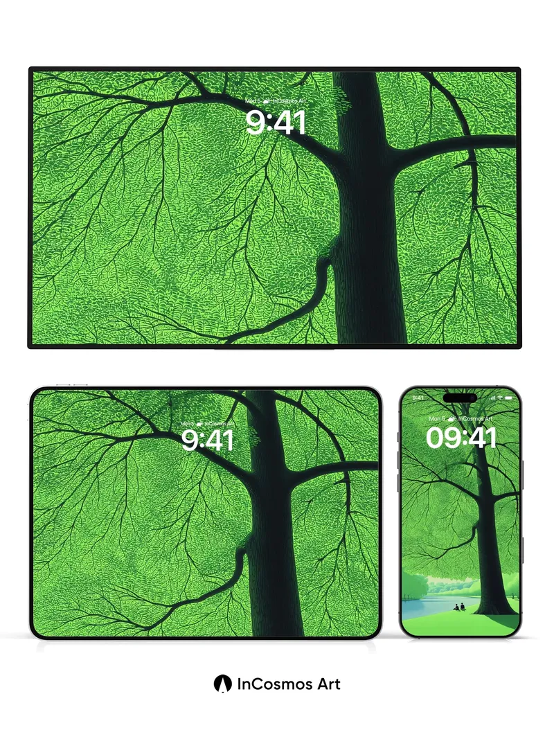 Serenity Under Canopy Wallpaper with Whispering Leaves