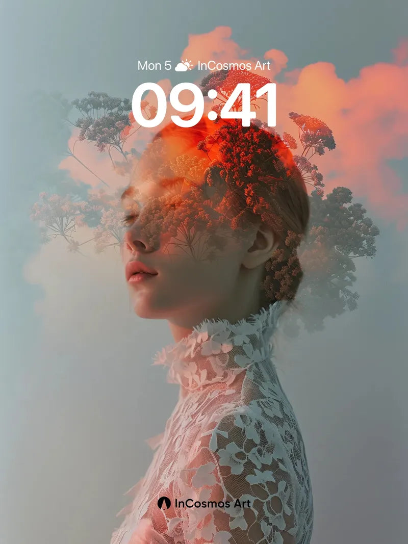 Surreal Bloom Wallpaper with Floating Trees wallpaper for iPhone, iPad & Mac