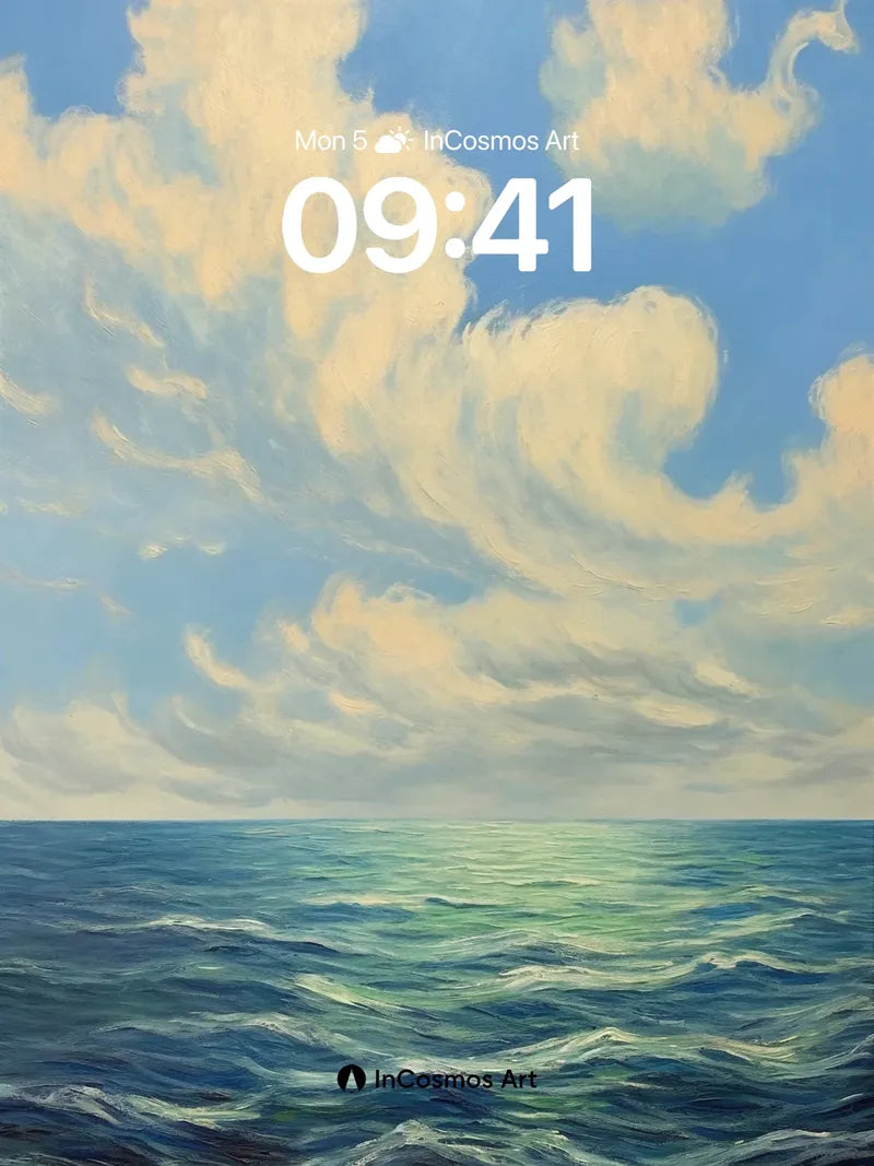 Serene Horizon Wallpaper with Cloud-Brushed Sky