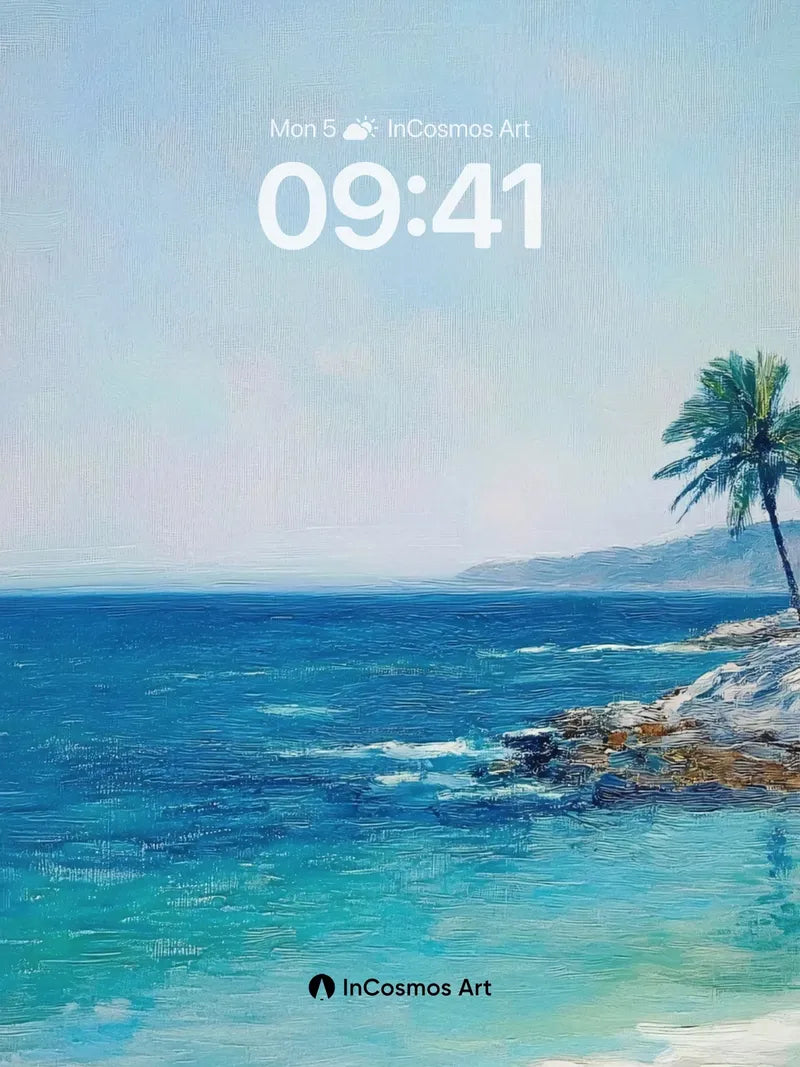 Serenity Coast Wallpaper with Palm Whisper