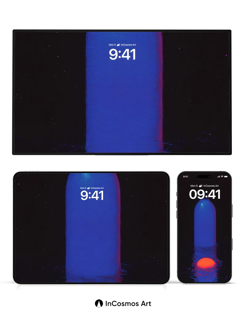 Cosmic Stillness Wallpaper with Floating Light