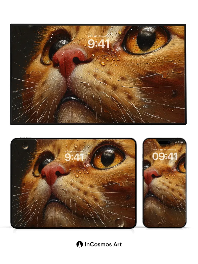 Wet Gaze Wallpaper with Amber Eyes