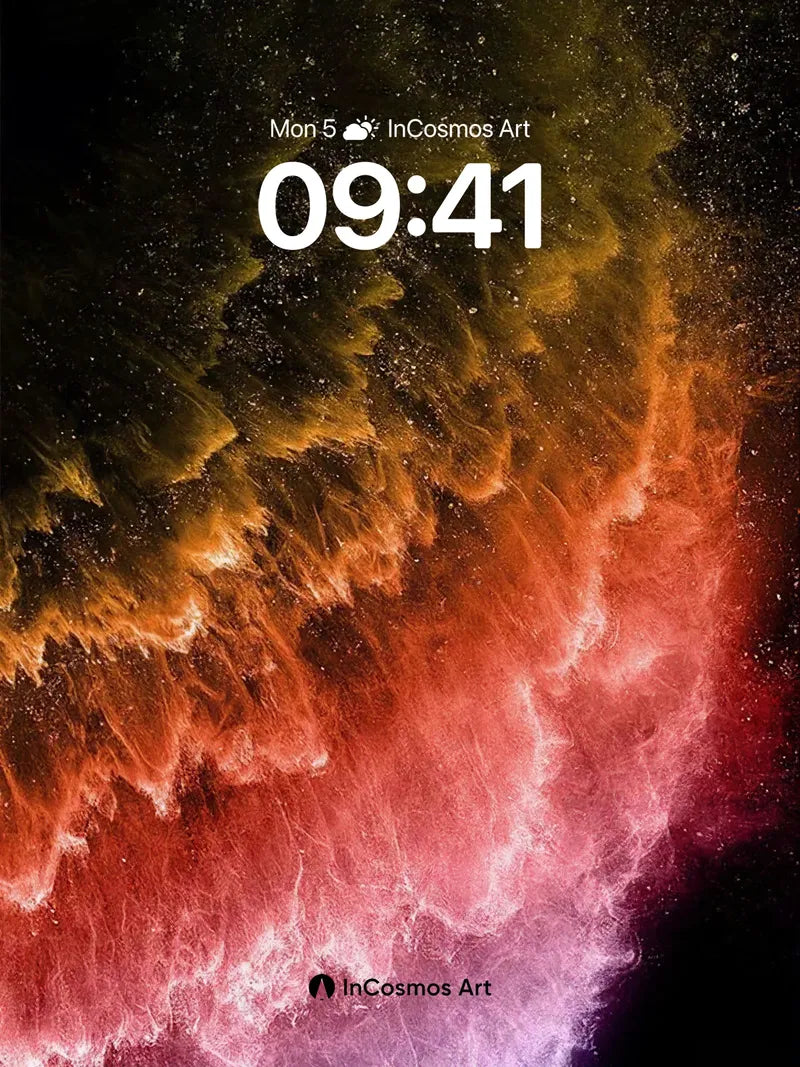 Cosmic Ember Wallpaper with Celestial Veils