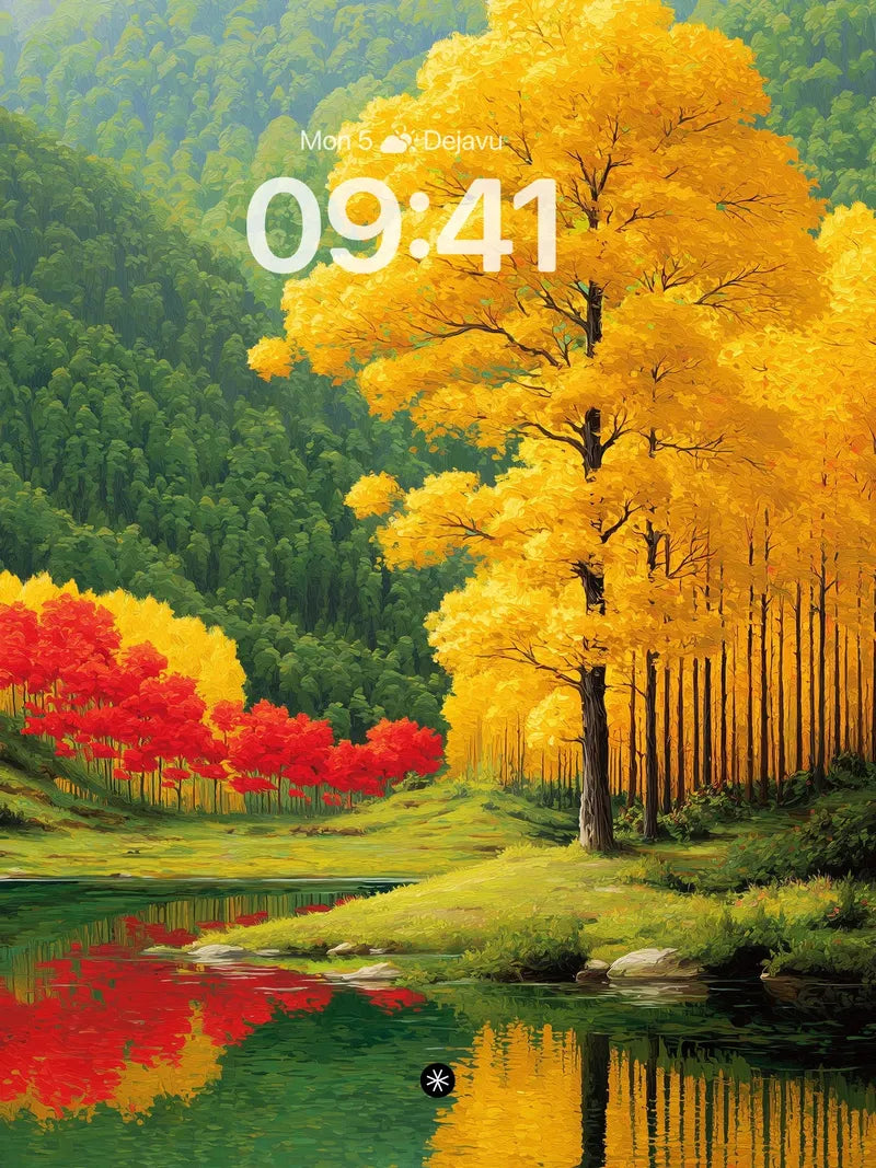 Golden Autumn Forest Lake Wallpaper Background