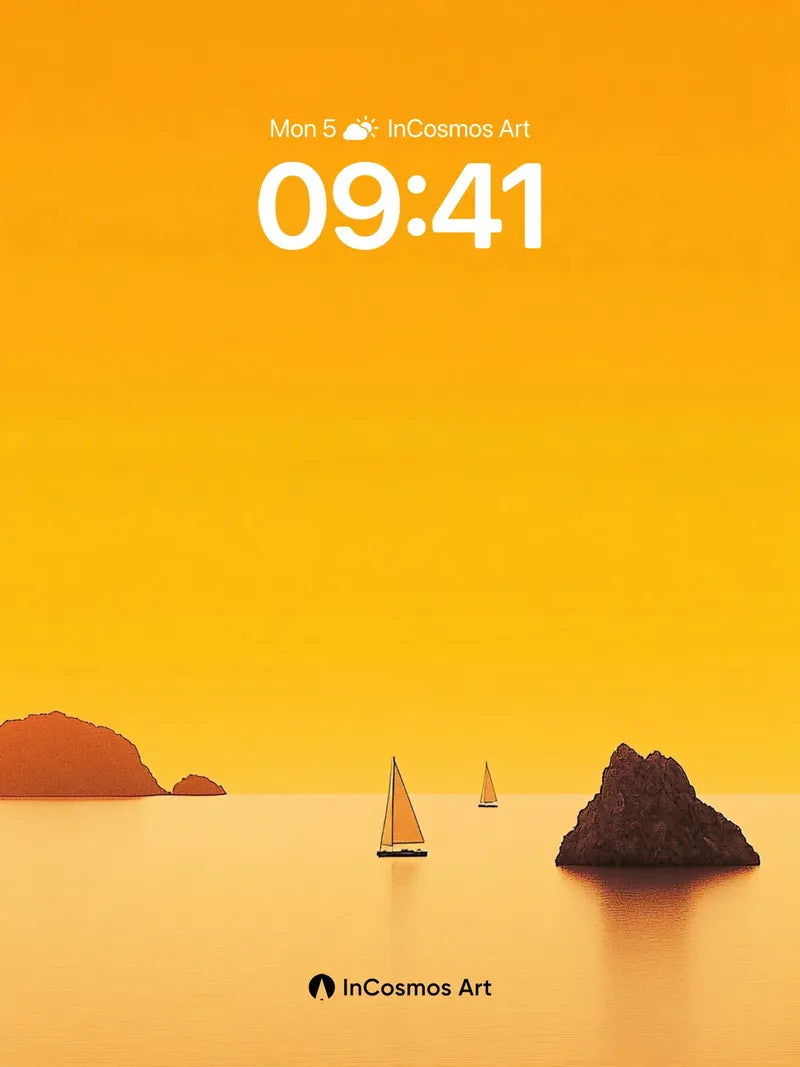 Golden Hush Wallpaper with Silent Sailboats
