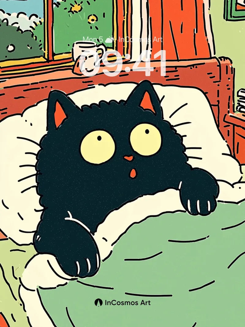 Whimsical Morning Wallpaper with Sleepy Cat Eyes wallpaper for iPhone, iPad & Mac