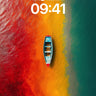 Surreal Gradient Wallpaper with Floating Boat wallpaper for iPhone, iPad & Mac