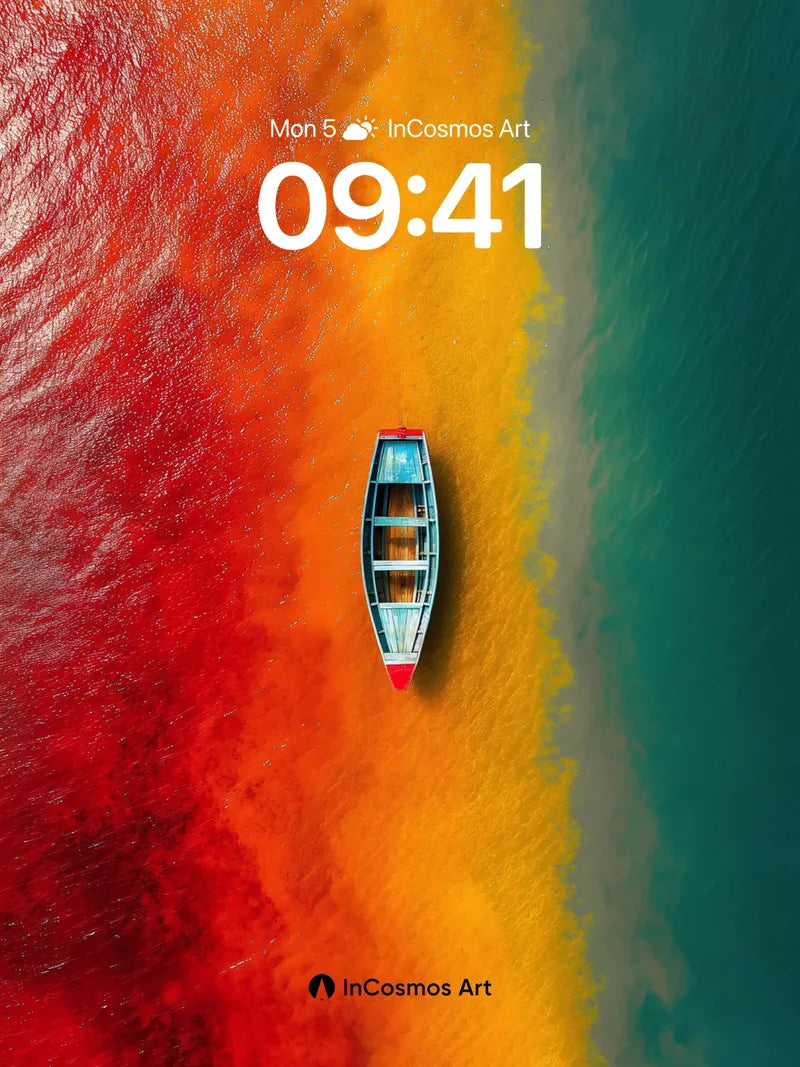 Surreal Gradient Wallpaper with Floating Boat