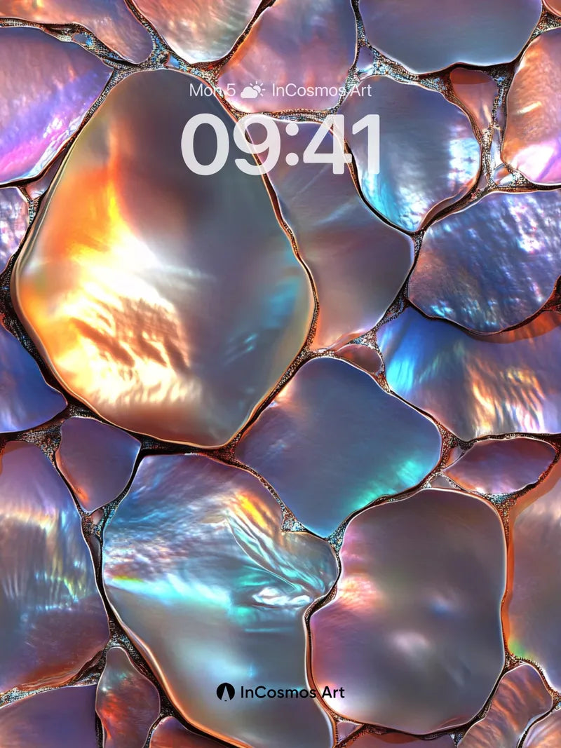 Luminous Shell Wallpaper with Iridescent Depth wallpaper for iPhone, iPad & Mac